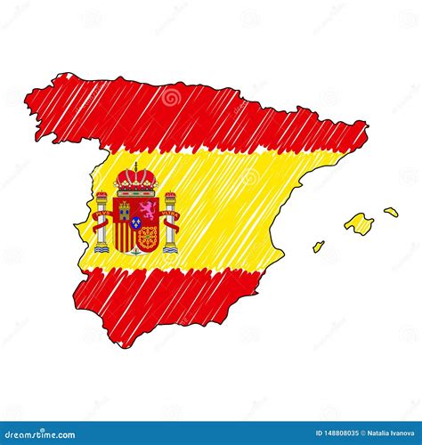 spain map hand drawn sketch vector concept illustration flag childrens drawing scribble map