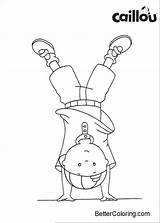 Handstand Coloring Pages Lineart Caillou Printable Adults Kids sketch template