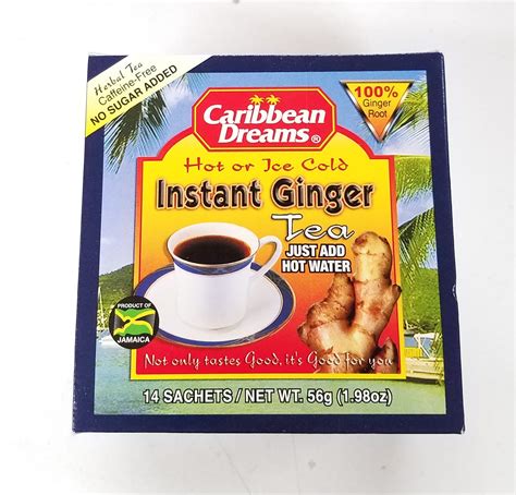 Caribbean Dreams Instant Ginger Tea Un Sweetened 14 Sachets Pack Of 6