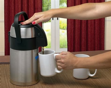 stainless steel vacuum air coffee pot  handle promotional product ideas  imprintitemscom