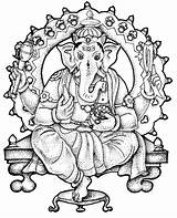 Coloring Pages Ganesh Ganesha Colouring Ganpati Drawing Kids Bappa Adult Lord Sketch Printable Color Drawings Chaturthi Elephant Books Designs Cliparts sketch template