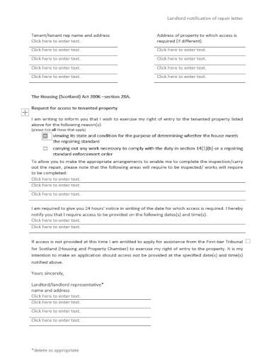 rental inspection notice template tutoreorg master  documents