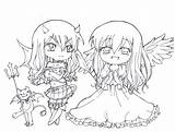 Coloring Pages Angel Anime Devil Cute Chibi Teens Printable Girl Drawing Colouring Fairy Games Twin Demon Color Getcolorings Animation Comments sketch template