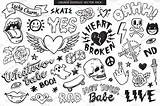 Doodles Graffiti Vector Grunge Tattoo Doodle Hand Stickers Set Drawings Flash Drawn Pack Illustrations Tattoos Easy Small Drawing Draw Stencils sketch template