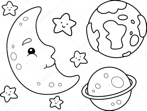 outer space coloring page stock photo  clenmdp