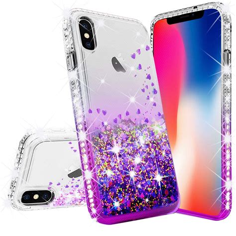 apple iphone xr case glitter bling liquid floating quicksand sparkle  tempered glass shock
