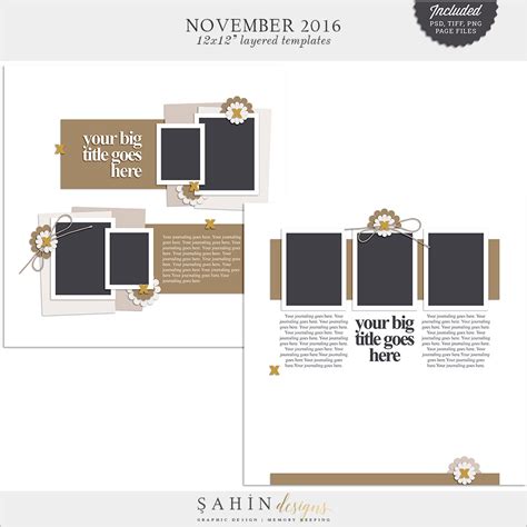 november  digital scrapbook layout templatessketch sahin designs