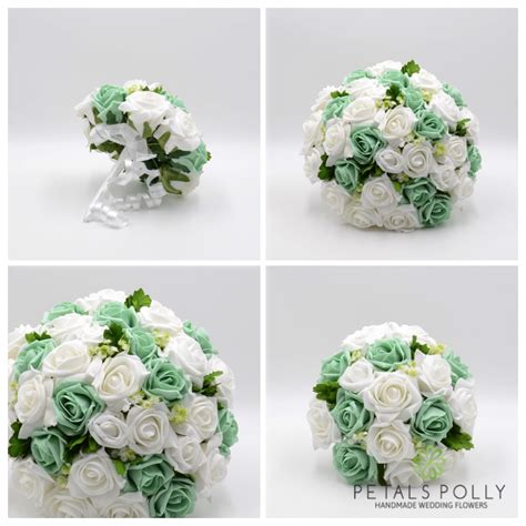mint green white rose package