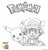 Ash Coloring Pikachu Pokemon Pages Printable Print sketch template