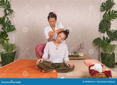asian young woman reflexology  body thai massage  spaconcept