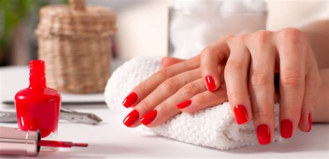 hand care beautiful manicure womans hands  red nails  inn