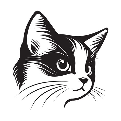 gato rostro siluetas gato  svg negro  blanco gato vector