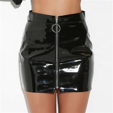 2017 fashion new womens faux leather pu wetlook bodycon mini skirts