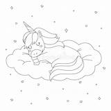 Unicorn Unicorno Illustrazione Dorme Projektowania Dzieci Kolorowania Jednorożca śpiąca Wektora Sveglio Fumetto Colorazione Dormiente sketch template