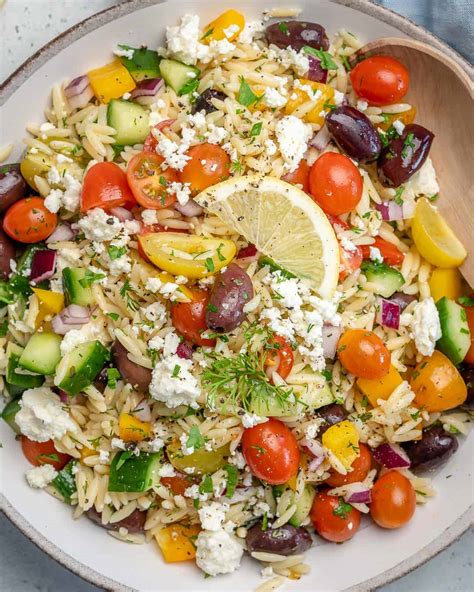 easy and delicious greek orzo salad healthy fitness meals