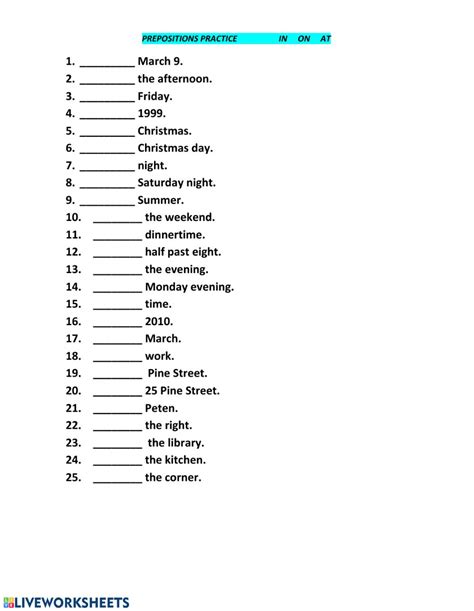 ejercicio de prepositions