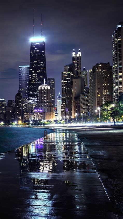 chicago illinois usa skyscrapers houses lights  wallpaper