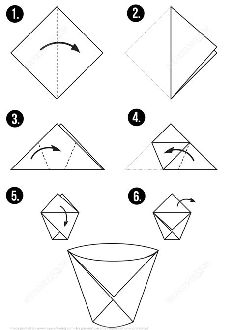 origami paper cup instructions  printable