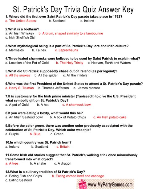 printable st patricks day trivia quiz   trivia quiz