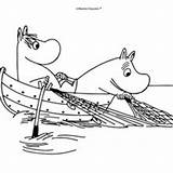 Moomin Coloring Pages Children Cartoon Boat River sketch template