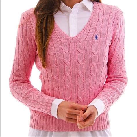 Polo By Ralph Lauren Sweaters Polo Ralph Lauren Pink Vneck Cable