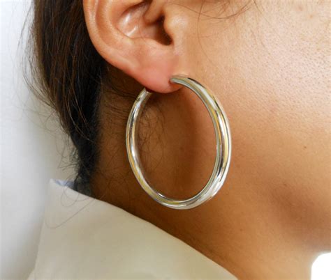 hoop earrings mm  silver earrings  silver  silver