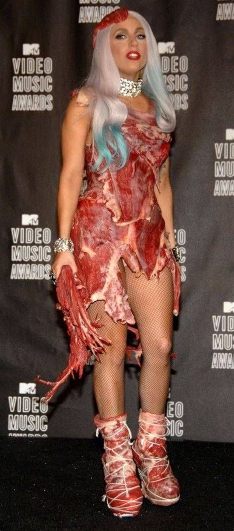 lady gaga wears meat dress   mtv video  awards