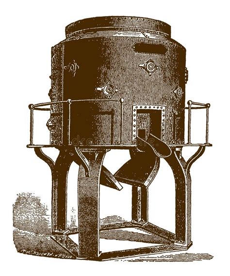 historical cupola furnace  melting iron stock vector illustration  hardware cylindrical
