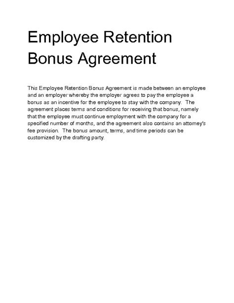 sample retention bonus letter  employee