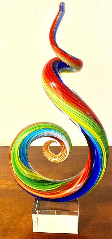 Contemporary Multi Coloured Art Glass Sculpture 40cm X 16cm
