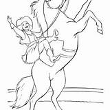 Coloring Cowgirl Horse Riding Circus Doing Two sketch template