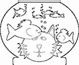 Coloring Kids Fish Bowl sketch template