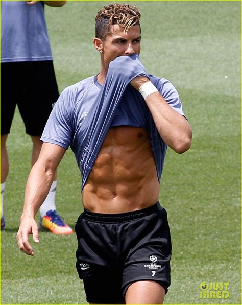 Cristiano Ronaldo Flashes His Abs During Soccer Practice Photo