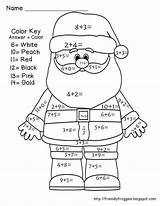 Christmas Worksheets Color Addition Math Santa Activities Grade Subtraction First Number Holiday Classroom Kindergarten Freebie Pages Maths 1st Coloriage Fun sketch template