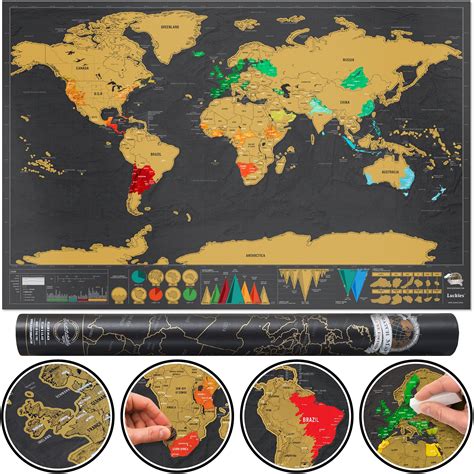 scratch  map world poster deluxe edition personalized scratchable