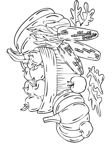autumn coloring page fall harvest vegetables