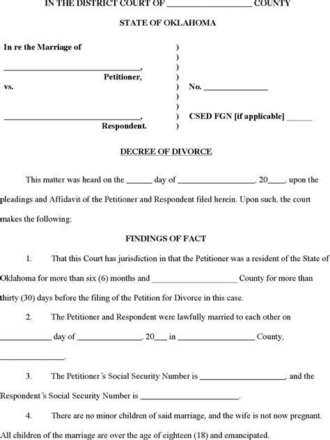 divorce papers  oklahoma form