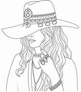 Girl Coloring Hat Cool Pages Printable Kids sketch template