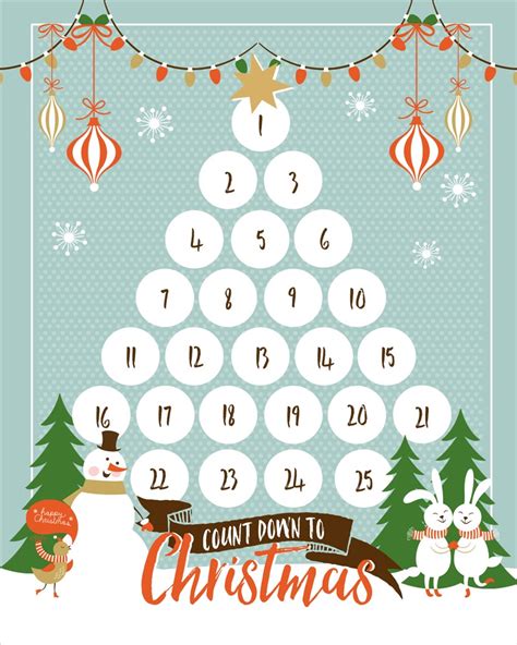 christmas countdown calendar printable  printable