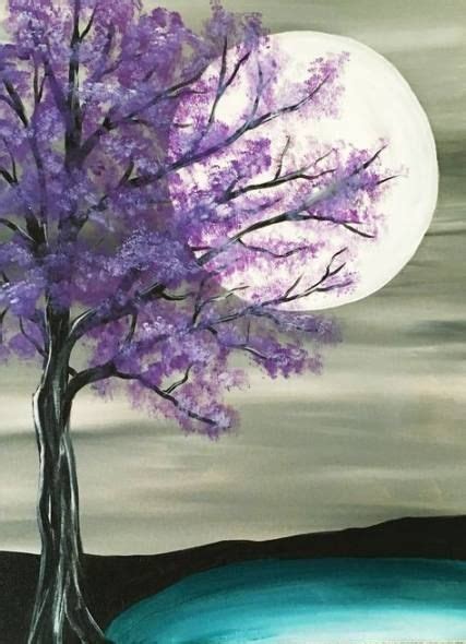 purple tree painting beautiful  super ideas cuadro acuarela