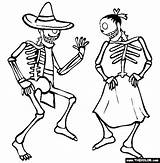 Colorear Bailando Skeletons Muertos Calaveras Mexicanas Pareja Cholo Bxn Thecolor sketch template