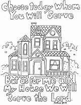 Joshua House Print Color Lord Serve Will Coloring Pages 24 Kids But Bible School Sunday Scripture Children Verse Obey Adron sketch template