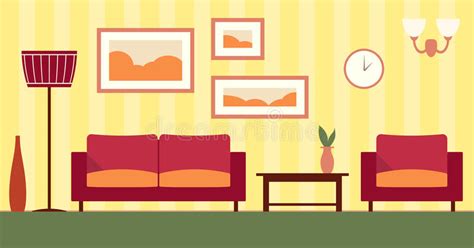 vector color interior  cartoon living room stock vector