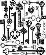 Keys Skeleton Old Vintage Antique Drawing Key Clear Tattoo Chaves Antigas Tattoos Stamps Printery Background Stamp Clip Getdrawings Llaves Clipart sketch template