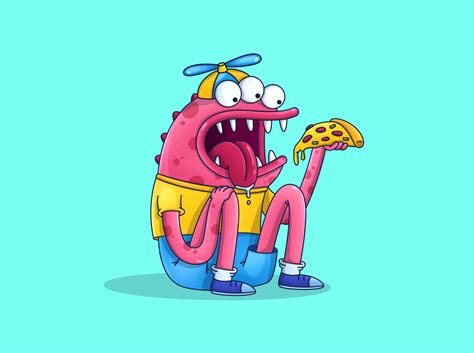 monster eating pizza by julia maystruk on dribbble