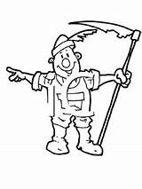 Scythe Coloring Designlooter Farmer Royalty Clipart sketch template