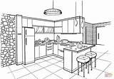 Kitchen Coloring Interior Printable Visit Architecture sketch template