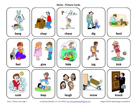 testy   verbs  speech therapy picture cards