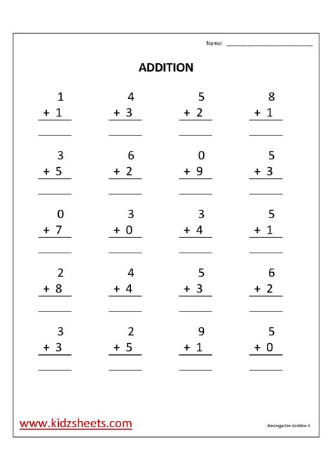 kindergarten addition worksheet printable kid worksheet