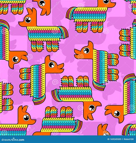 pinata pattern seamless traditional mexican donkey toy  sweets